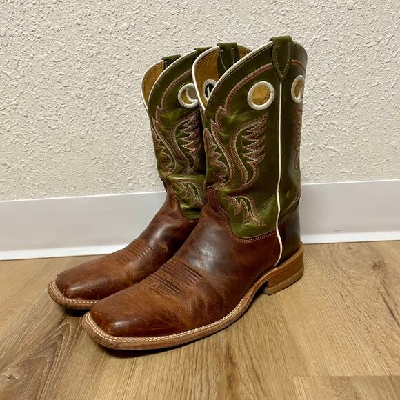 Justin Mens Square Toe Casual Work Boots Brown Green Size 11.5 D - style BR307 - Picture 2 of 14